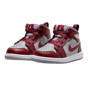 Nike Air Jordan 1 Mid Sneaker DQ8425 615 Cherrywood Red Grey Toddler Size 9C